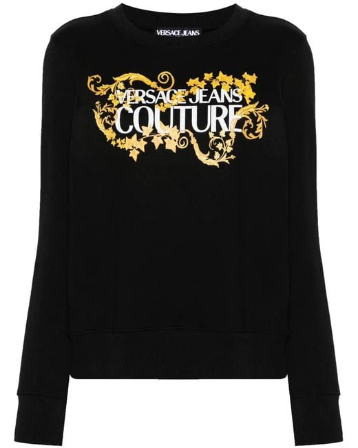 Versace Jeans Couture Black Barocco Logo-Print Sweatshirt