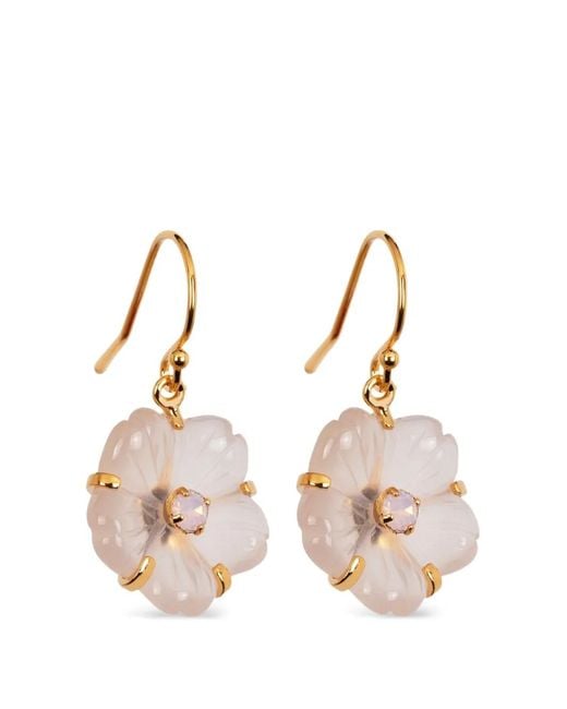 Jennifer Behr White Lyanna Floral Drop Earrings