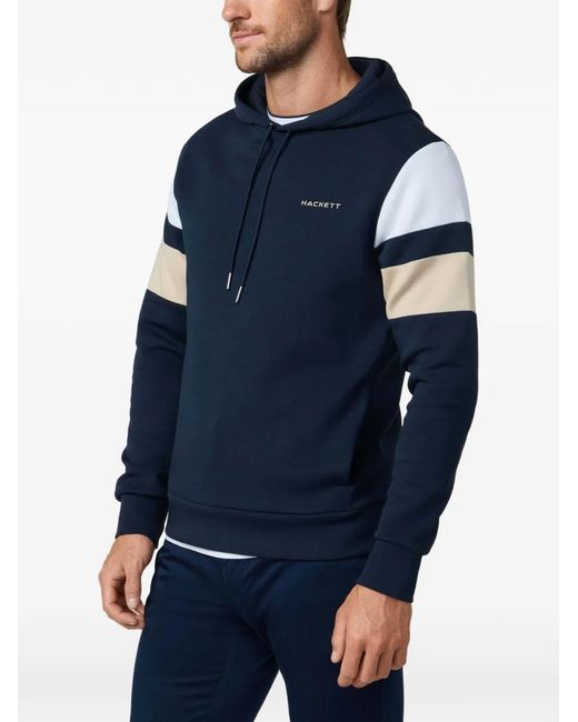 Hackett Blue Resort Stripe-Detail Hoodie for men