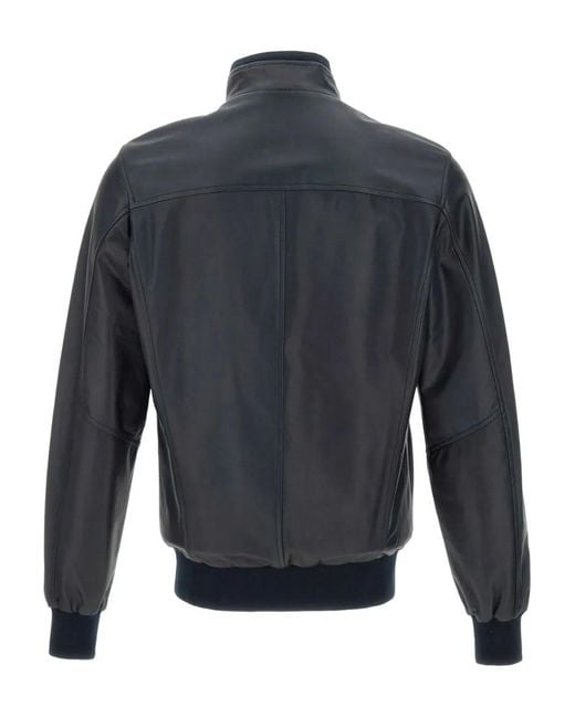Barba Napoli Blue Leather Jacket for men