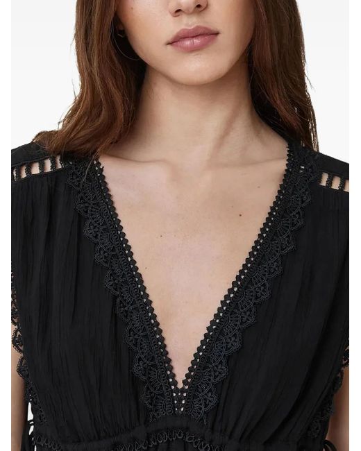 AllSaints Black Xanthe Lace-Trimmed Maxi Dress