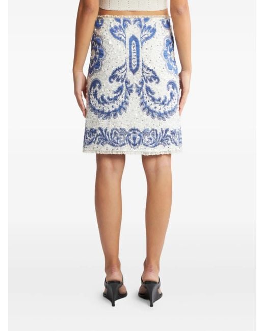 Etro Blue Sequin-Embellished Skirt