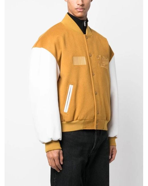 VTMNTS Orange College Varsity Bomber Jacket for men