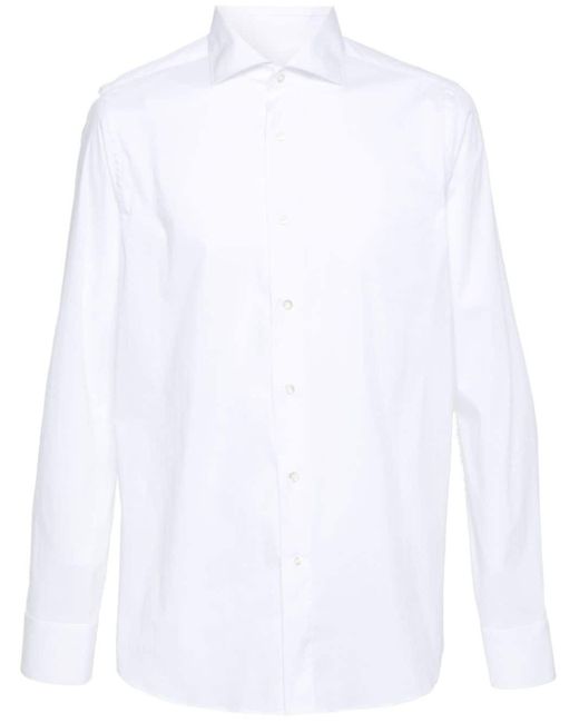 メンズ Canali スプレッドカラー シャツ White