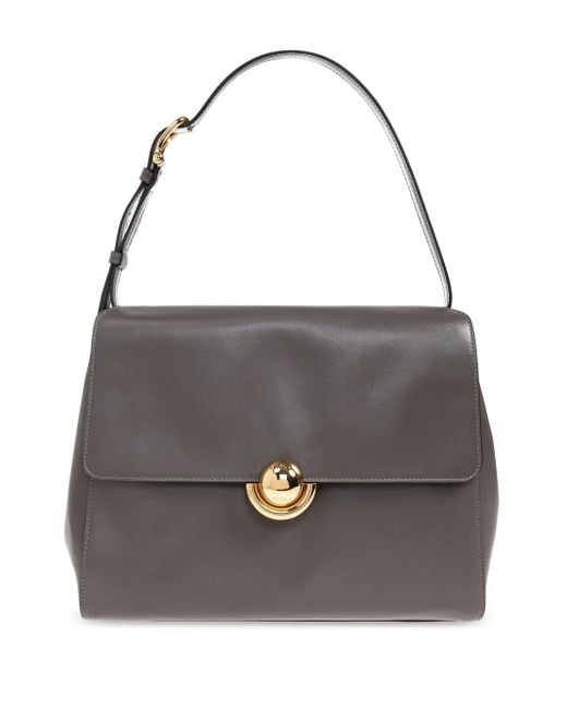 Furla Black Circular-Detail Leather Tote Bag