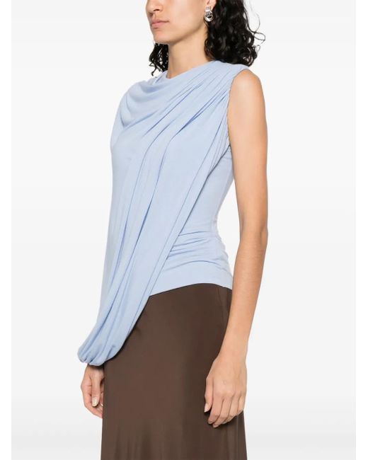 MANURI Blue Draped Blouse