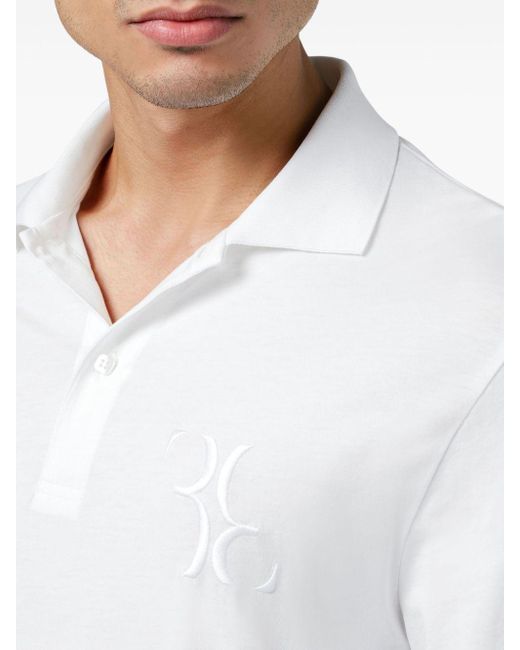 Billionaire White Logo-embroidered Cotton Polo Shirt for men