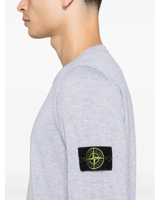 Stone Island Crew Neck Knit Sweatshirt With Logo Patch in White für Herren
