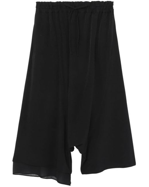 Pantaloni crop asimmetrici di Y's Yohji Yamamoto in Black