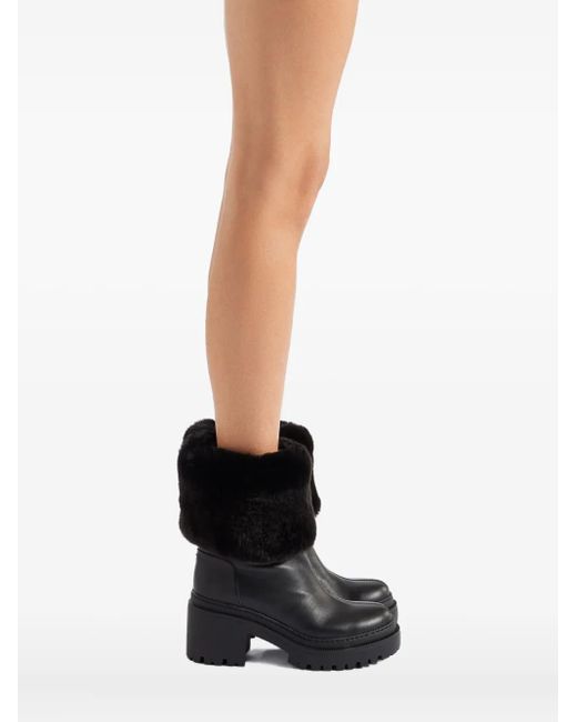 Giuseppe Zanotti Black Leather Ankle Boots With Shearling Cuff