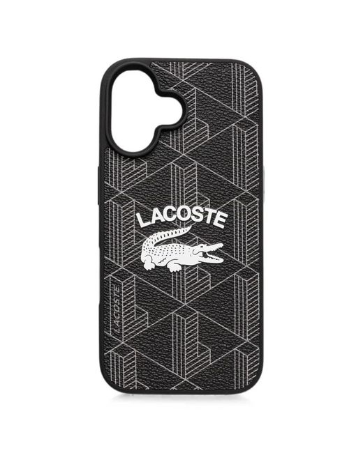Lacoste Black Logo-Print Geometric-Pattern Iphone 16 Case