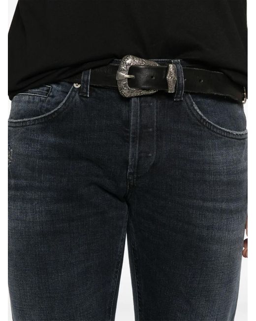 Dondup Blue Distressed-Effect Skinny-Cut Jeans for men