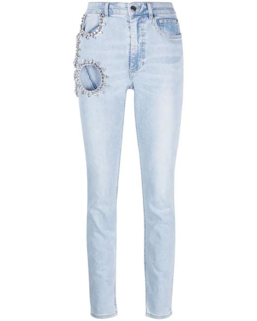 Area Blue Crystal-Embellished Jeans