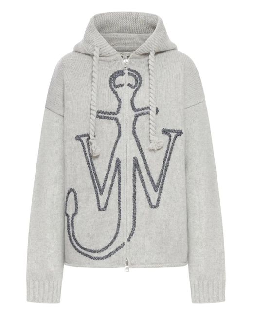 J.W. Anderson Gray Hoodie mit Ankerstickerei