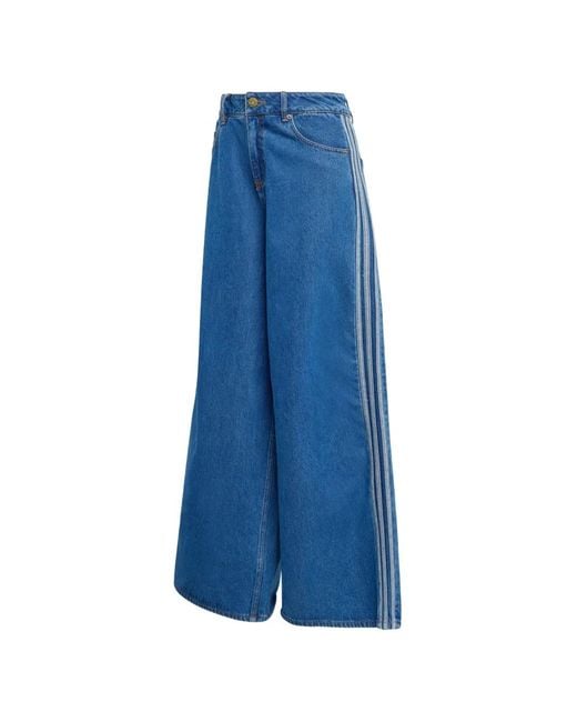 Adidas Blue Stripe Wide-Leg Jeans
