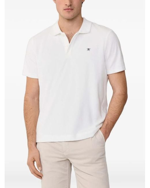Hackett White Towelling Short-Sleeve Polo Shirt for men