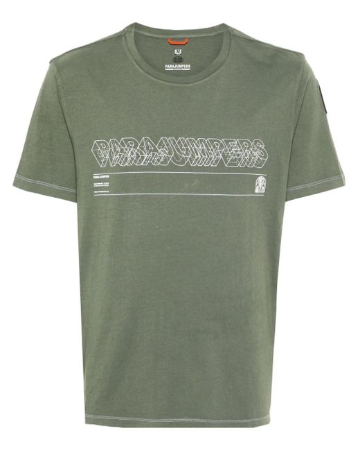 Parajumpers Green Silas Logo-print T-shirt for men