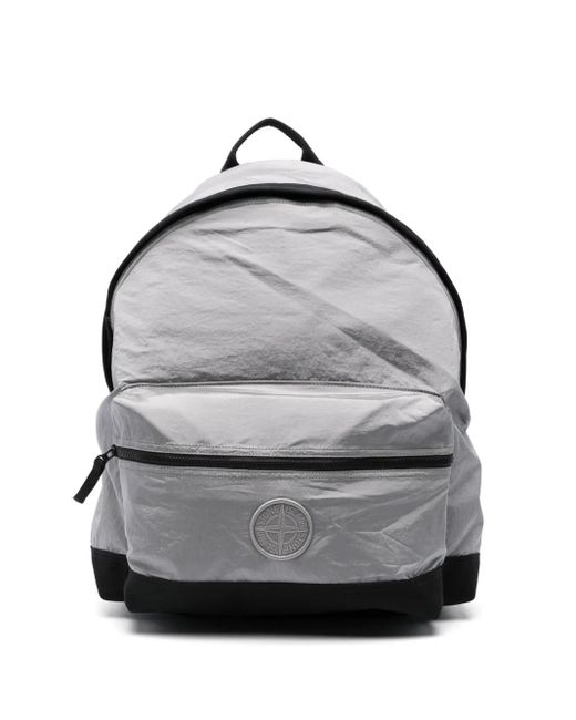 Stone Island Gray Compass-Motif Backpack for men
