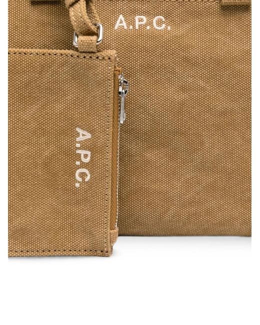 A.P.C. Brown Small Le Drummer Logo-Embroidered Canvas Tote Bag