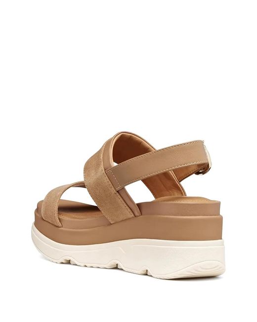 Geox Natural Suede-Panelled Platform Sandals