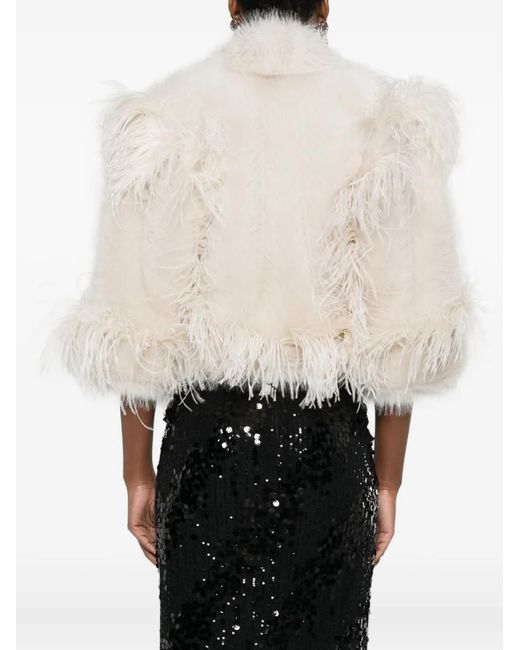 Elie Saab Natural Feather-Trimmed Jacket