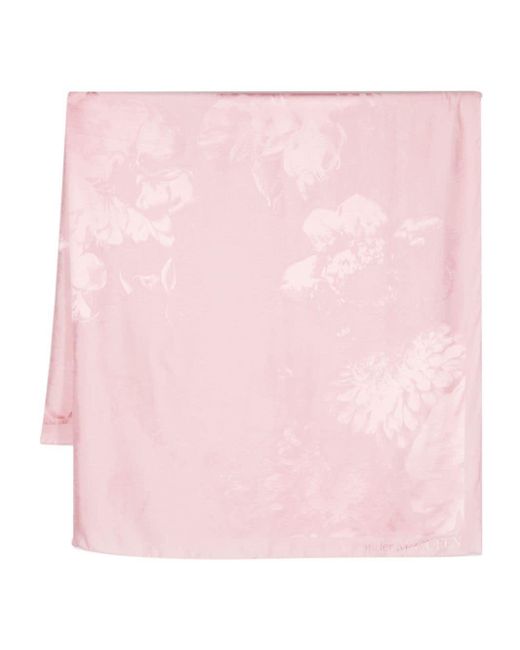 Alexander McQueen Pink Floral Jacquard Silk Scarf