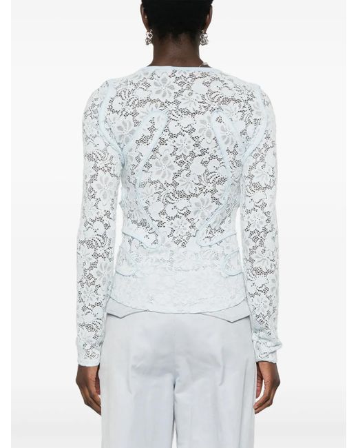 Eckhaus Latta White Seraph Floral-Lace Top