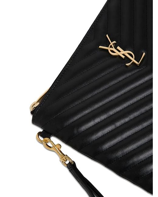 Saint Laurent Black Cassandre Matelassé A5 Pouch