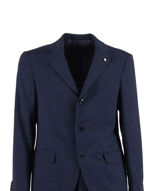 Luigi Bianchi Blue Buttoned Suit for men