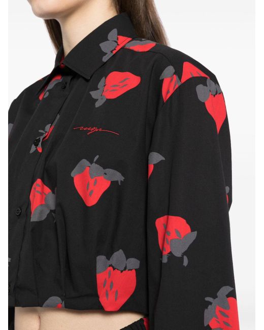 MSGM Black Printed Cropped Shirt