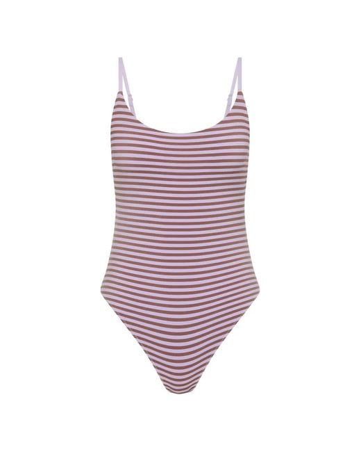 The Upside Purple Miami Flow Horizontal-Stripe Swimsuit