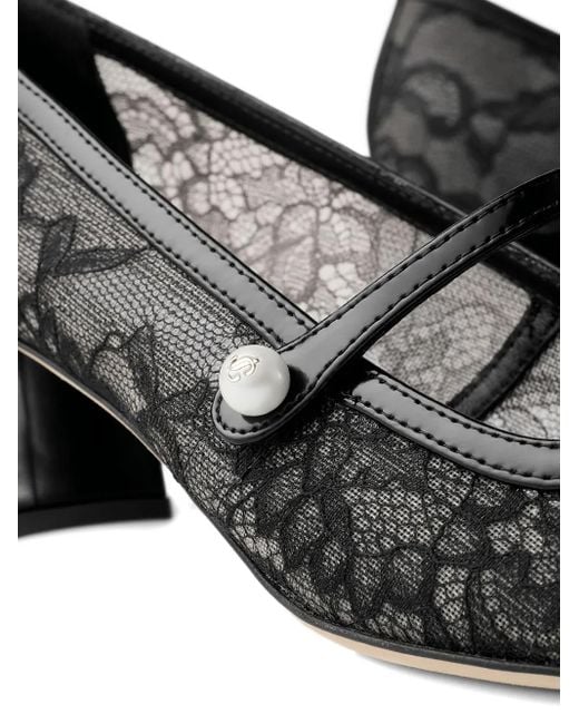 Jimmy Choo 45 Mm Elisa Pumps Verfraaid Met Kant in het Black