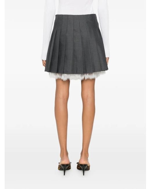 Self-Portrait Gray A-Line Mini Skirt With Styled Zip Closure