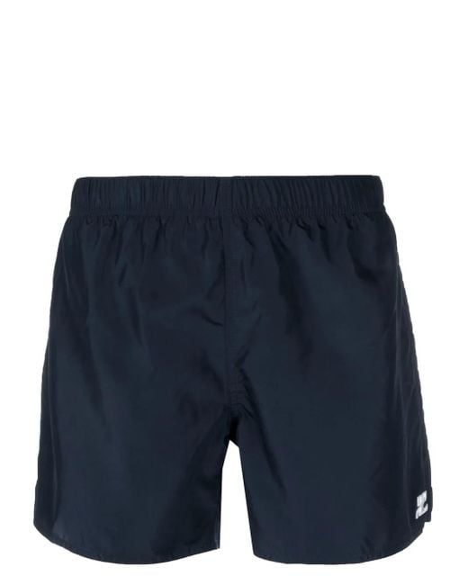Courreges Blue Logo-Patch Plain Swim Shorts for men