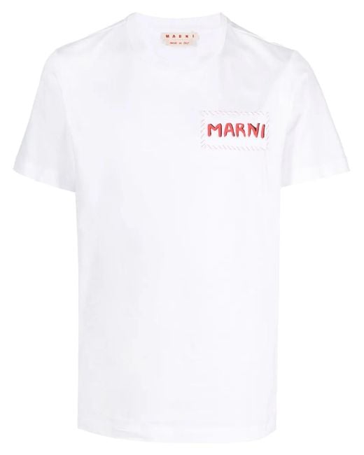 Marni White Logo T-Shirt for men