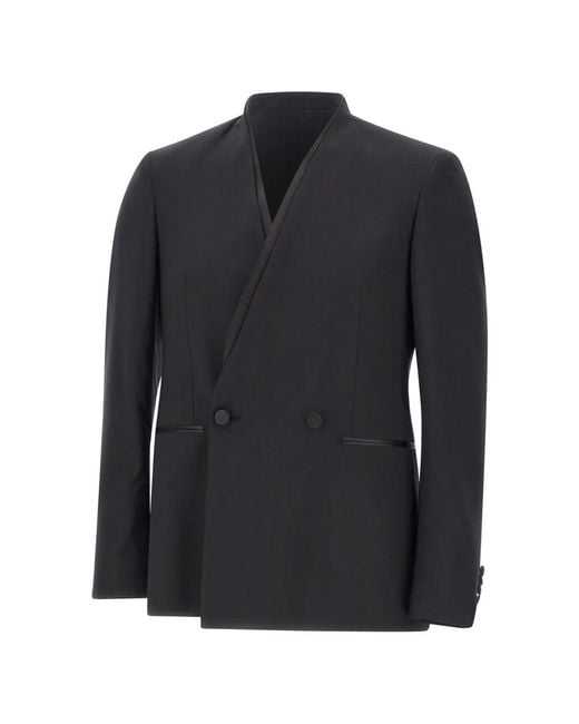 Tagliatore Blue Double-Breasted V-Neck Blazer for men