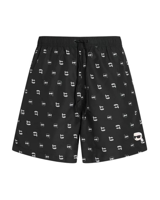 Short De Bain À Logo Ikon Karl Lagerfeld pour homme en coloris Gray