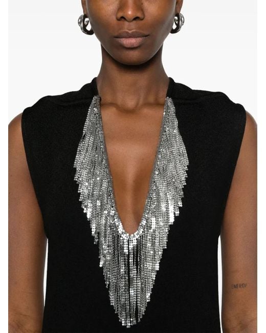 Jil Sander Black Fringed-Mesh Maxi Dress