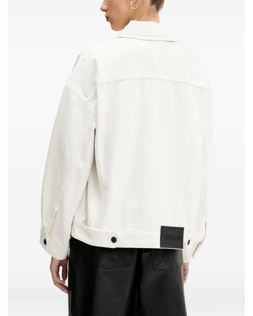 HUGO White Patch-Pocket Denim Jacket