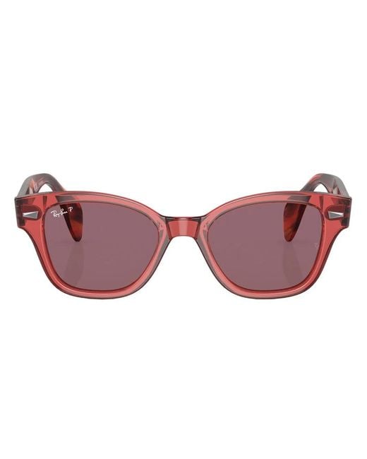Ray-Ban Pink Tortoiseshell-Effect Square-Frame Sunglasses