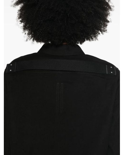 Rick Owens Black Crop Shirt With Automatic Buttoning