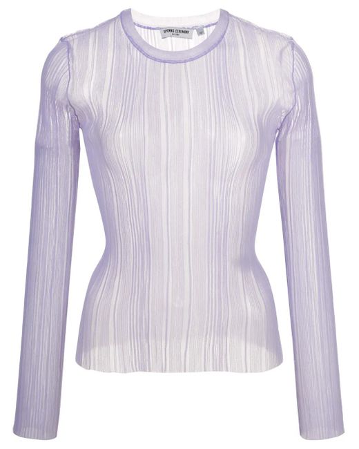 Opening Ceremony Purple Sheer Ribbed Top