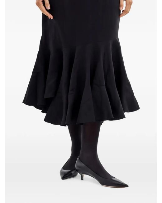 Comme des Garçons Black Ruffled Flared Midi Skirt
