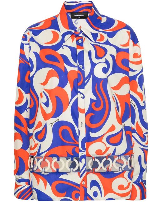 DSquared² Blue Cut-Out Detail Cotton Shirt