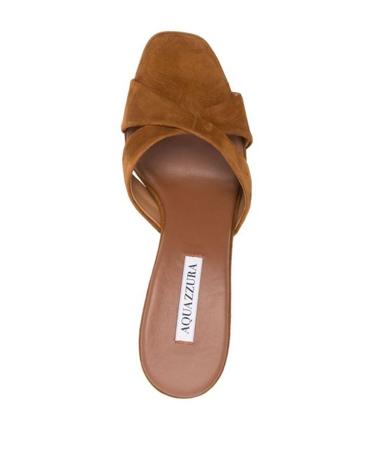 Aquazzura Brown Yes Darling 90mm Leather Mules