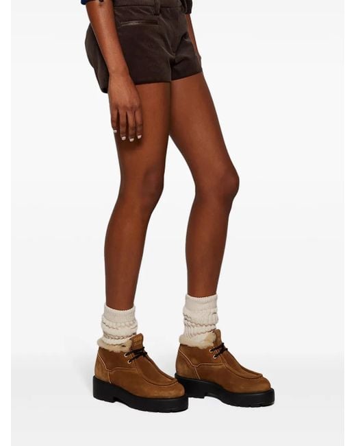 Miu Miu Brown Schnürstiefel Aus Wildleder