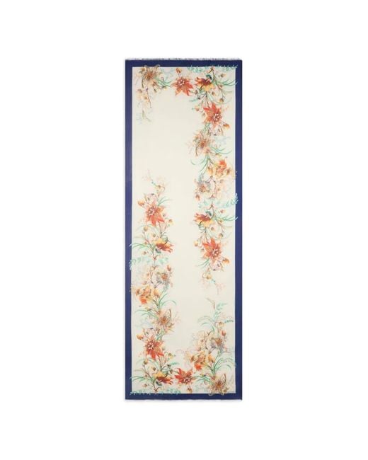Etro White Foulard En Coton À Fleurs
