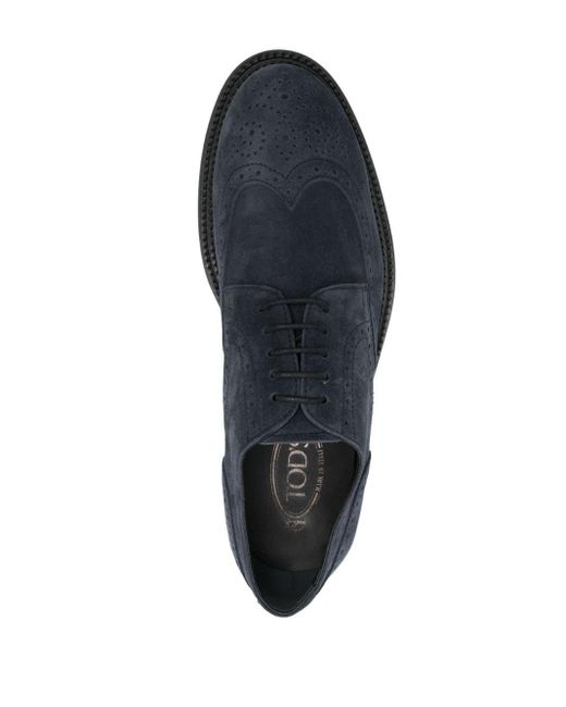 Tod's Blue Suede Derby Shoes for men