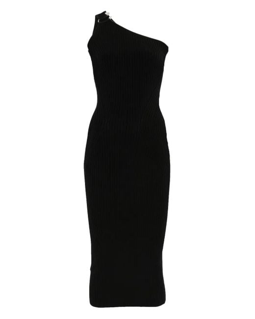 David Koma Black One-Shoulder Midi Dress