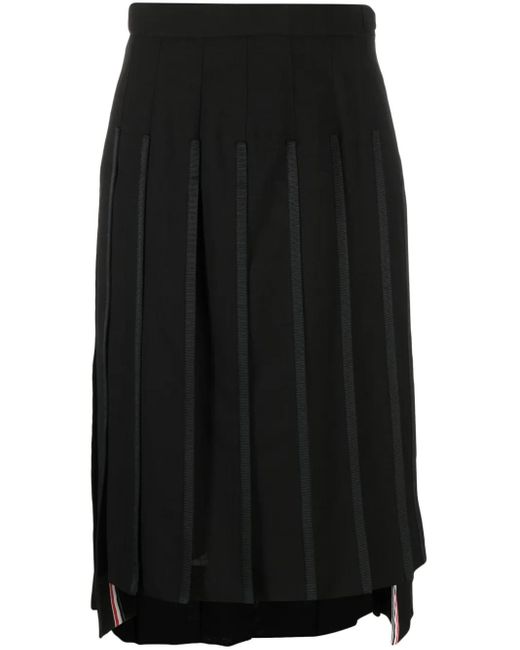 Thom Browne Black High-Waisted Pleated Skirt